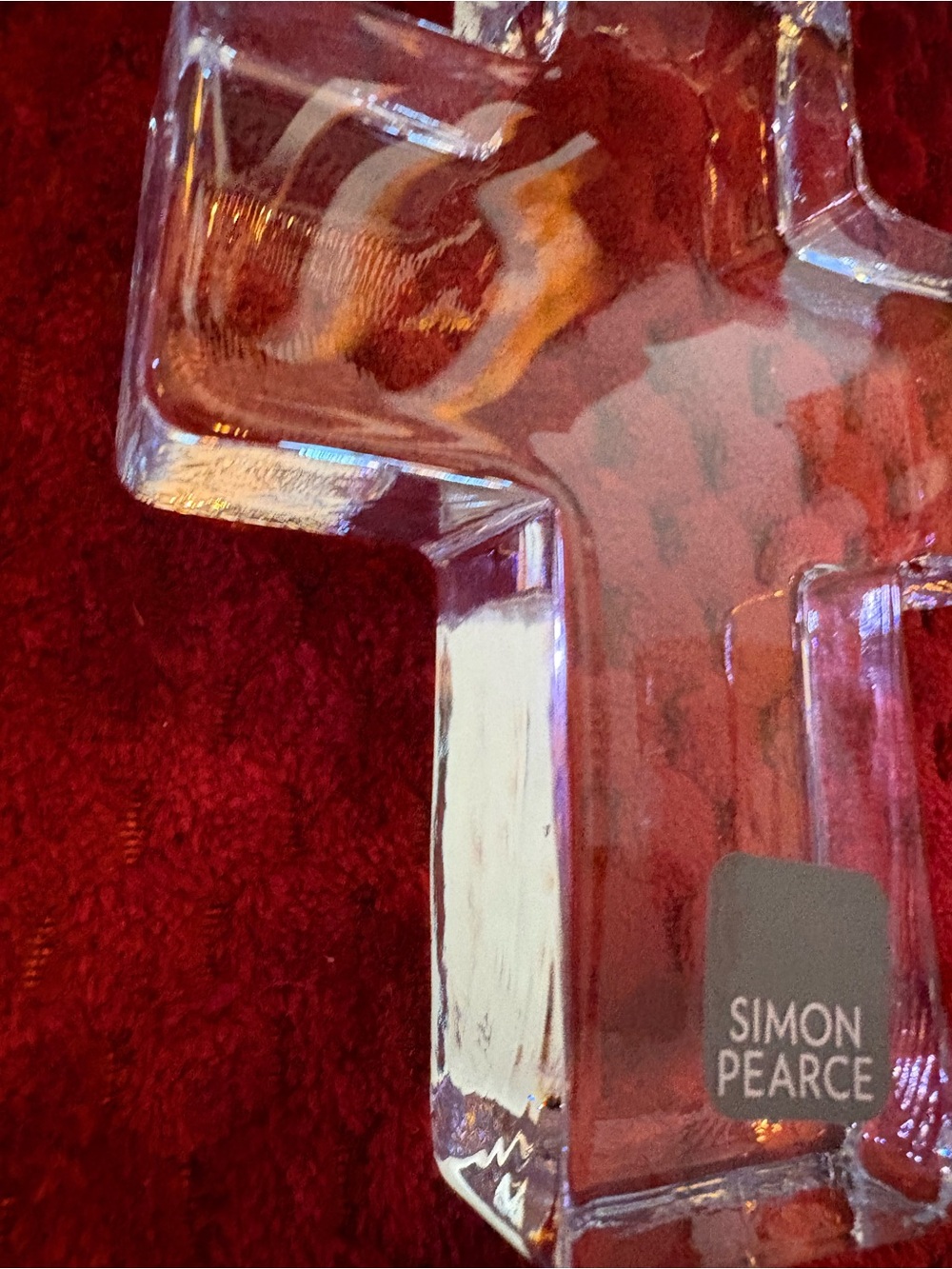 Simon Pearce Hand Blown Glass Cross Paperweight 5” w/ Box & Card Signed Sticker - Picture 10 of 15